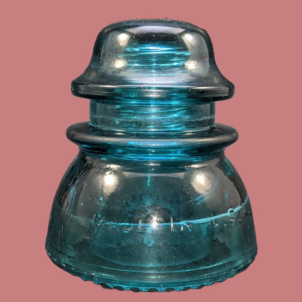 Antique Blue Glass Hemingray 42 CD 154 Telegraph Pin Insulator circa 1873-1933